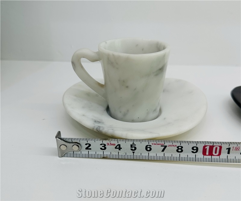 Marble Coffee Cup And Heart-Shaped Saucer For Home Decor