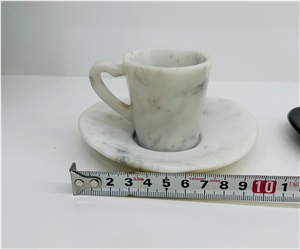 Marble Coffee Cup And Heart-Shaped Saucer For Home Decor