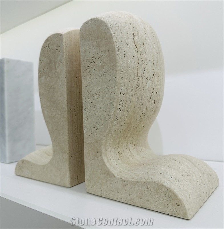 Minimalist Home Decoration Classic Travertine Slo Bookends