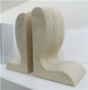 Minimalist Home Decoration Classic Travertine Slo Bookends