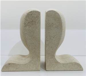 Minimalist Home Decoration Classic Travertine Slo Bookends