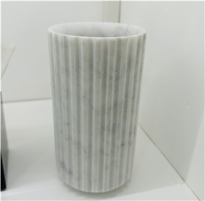 Minimalist White Marble Fluted Vase Home Decor Products