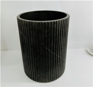 Pietra Grey Marble Fluted Bathroom Waste Bin Pietra Grey Marble Fluted Bathroom Waste Bin