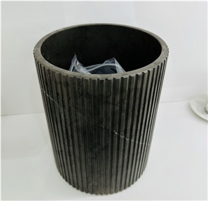 Pietra Grey Marble Fluted Bathroom Waste Bin