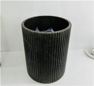 Pietra Grey Marble Fluted Bathroom Waste Bin
