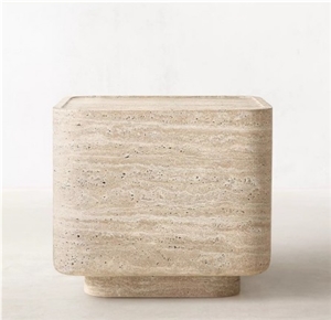 Travertine Side Table