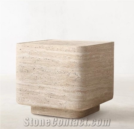 Travertine Side Table