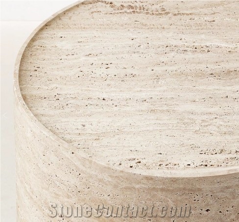 Travertine Side Table