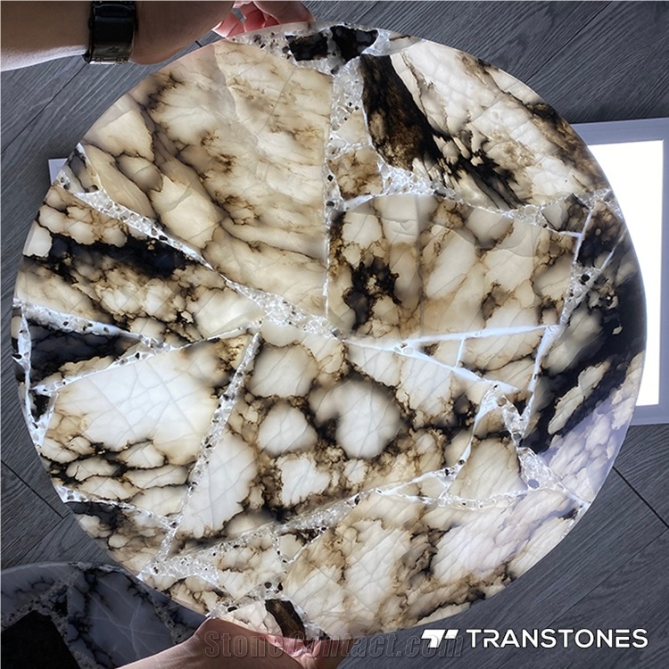 Acrylic Backlit Artificial Onyx Round Table Tops