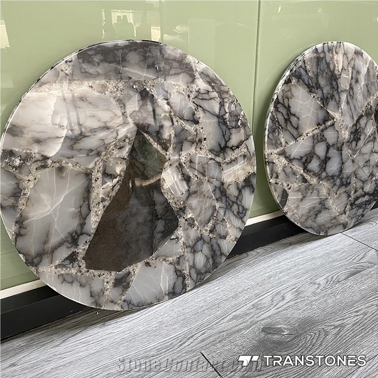 Acrylic Backlit Artificial Onyx Round Table Tops