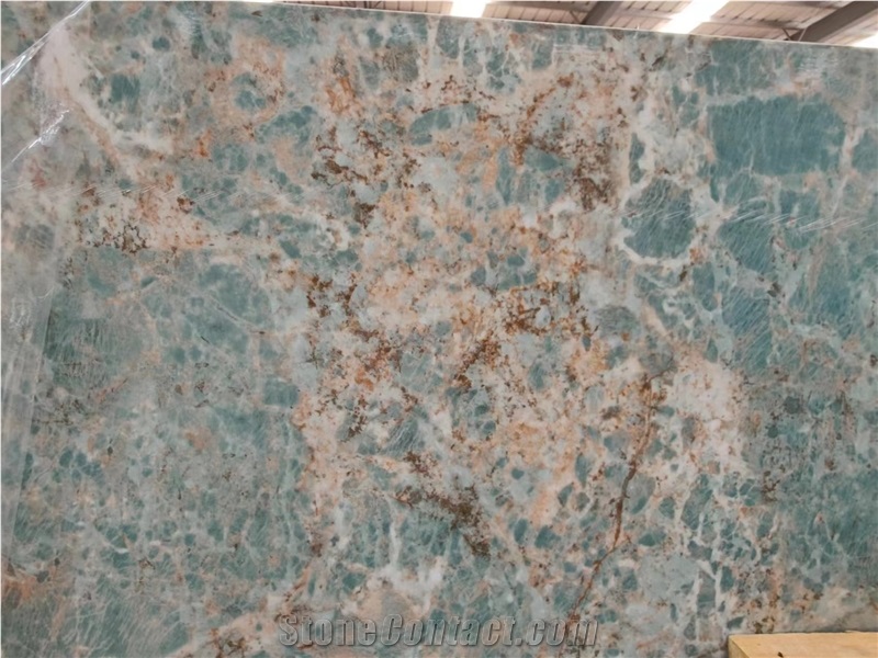 Amazon Green Quartzite Vein Sintered Stone Slabs Wall Use