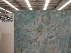 Amazon Green Quartzite Vein Sintered Stone Slabs Wall Use
