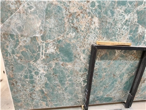 Amazon Green Quartzite Vein Sintered Stone Slabs Wall Use