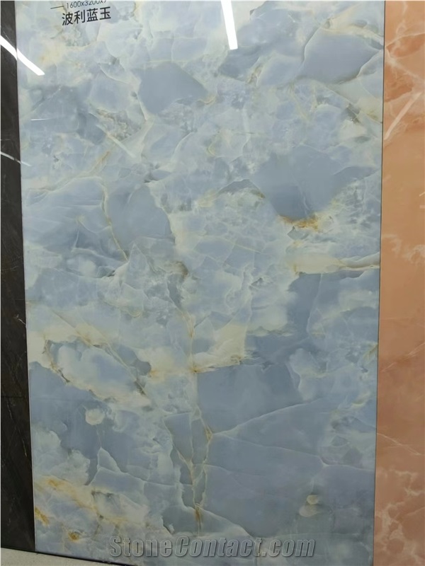 Blue Onyx Vein Sintered Stone Slabs For Wall Floor Tile Use