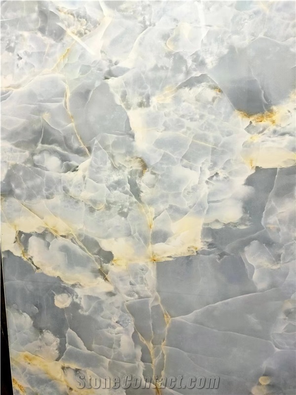 Blue Onyx Vein Sintered Stone Slabs For Wall Floor Tile Use