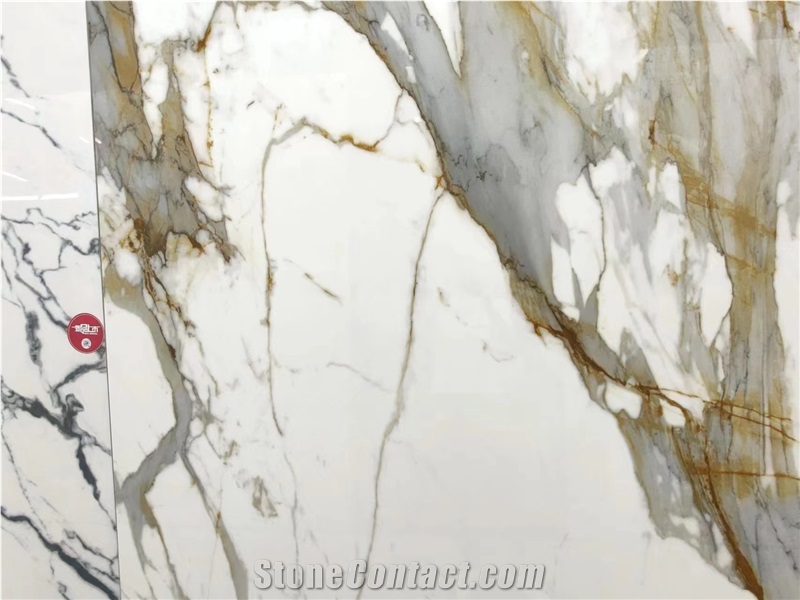 Calacatta Gold White Marble Vein Sintered Stone Slabs