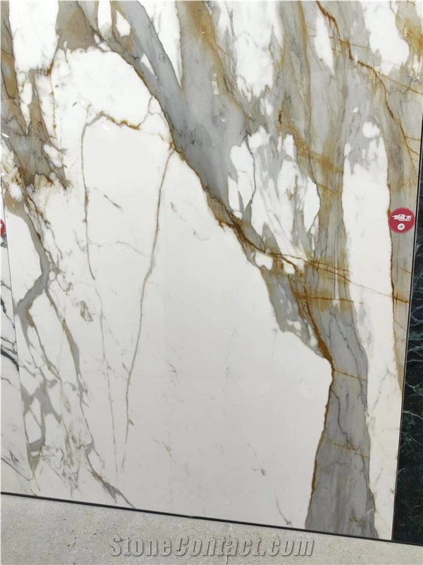 Calacatta Gold White Marble Vein Sintered Stone Slabs