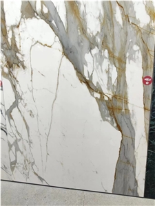 Calacatta Gold White Marble Vein Sintered Stone Slabs