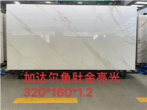 Calacatta White Gold Marble Vein Sintered Stone Big Slab