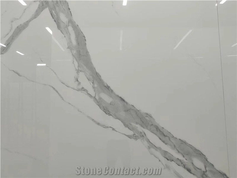 Calacatta White Marble Vein Sintered Stone Slabs Wall Tile