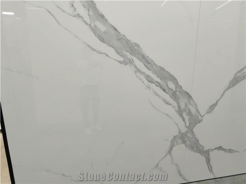 Calacatta White Marble Vein Sintered Stone Slabs Wall Tile