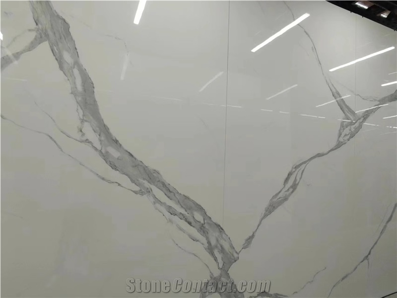 Calacatta White Marble Vein Sintered Stone Slabs Wall Tile