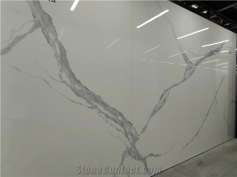 Calacatta White Marble Vein Sintered Stone Slabs Wall Tile