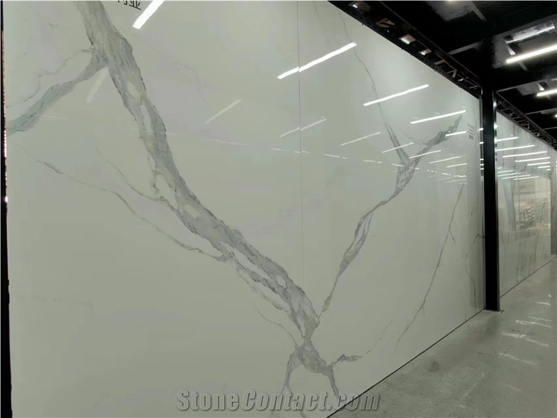 Calacatta White Marble Vein Sintered Stone Slabs Wall Tile