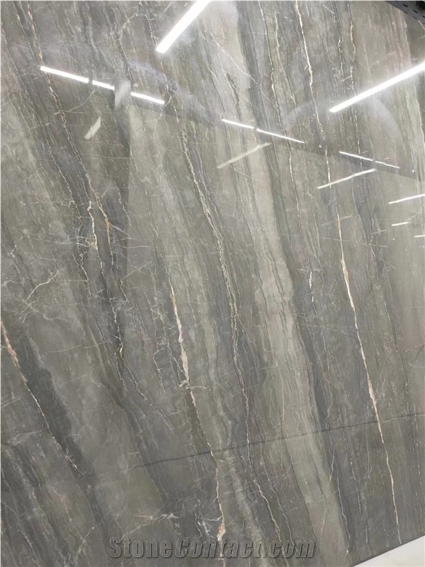Grey Brown Marble Looks Sintered Stone Slabs Tile