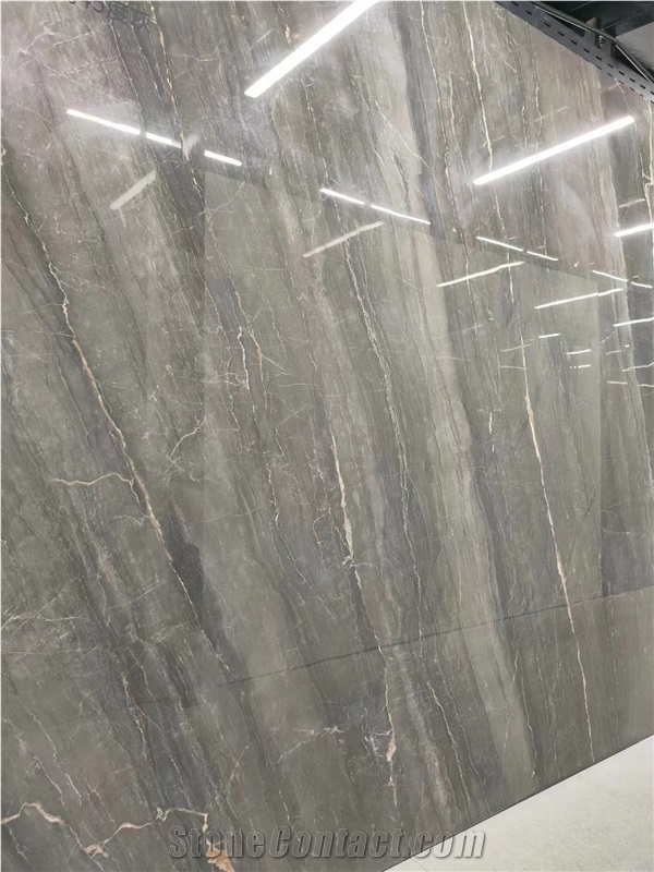 Grey Brown Marble Looks Sintered Stone Slabs Tile