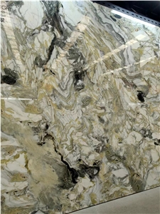 Ice Green Marble Vein  Sintered Stone Slabs For Wall Use