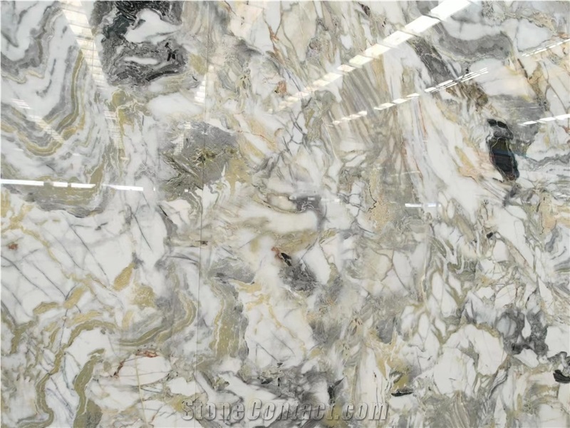 Ice Green Marble Vein  Sintered Stone Slabs For Wall Use
