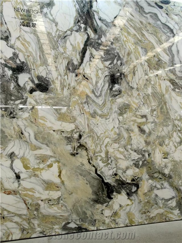 Ice Green Marble Vein  Sintered Stone Slabs For Wall Use