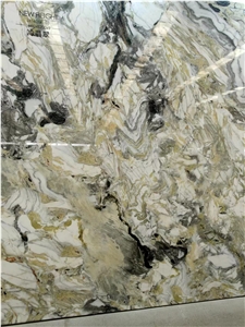 Ice Green Marble Vein  Sintered Stone Slabs For Wall Use