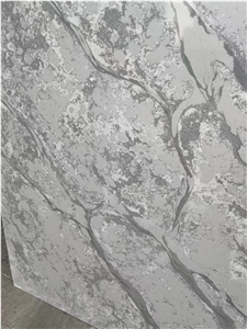 Silver Statuario Vein Grey Quartz Big Slab Home Decoration