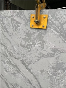 Silver Statuario Vein Grey Quartz Big Slab Home Decoration