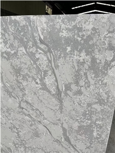 Silver Statuario Vein Grey Quartz Big Slab Home Decoration
