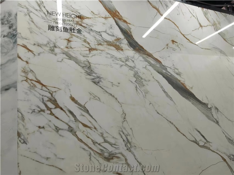 Sintered Stone Slabs Calacatta Gold White Marble Looks