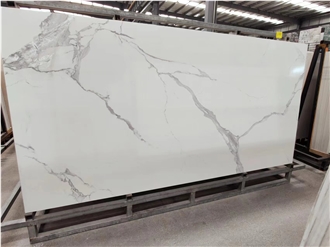 Sintered Stone Slabs Calacatta White Marble Texture