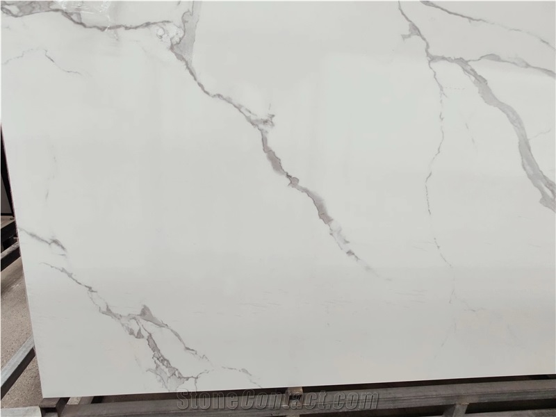 Sintered Stone Slabs Calacatta White Marble Texture