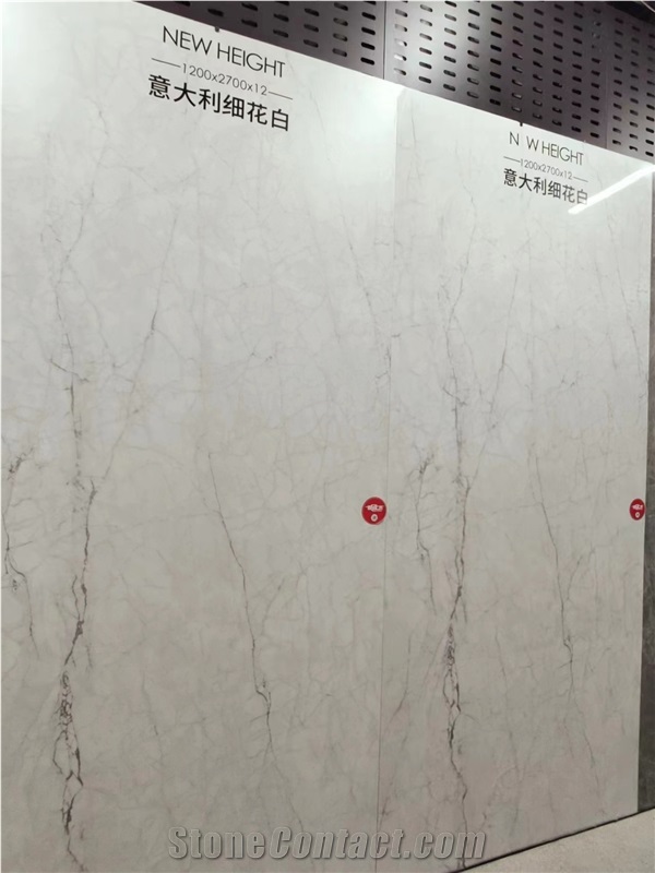 Sintered Stone Slabs Fine Vein Calacatta White Marble Texture