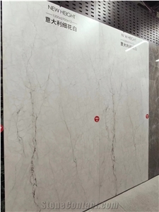 Sintered Stone Slabs Fine Vein Calacatta White Marble Texture