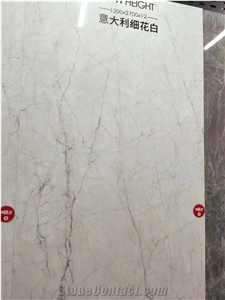 Sintered Stone Slabs Fine Vein Calacatta White Marble Texture