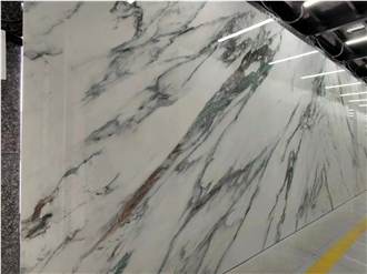 White Marble Vein Sintered Stone Floor Big Slab Tile