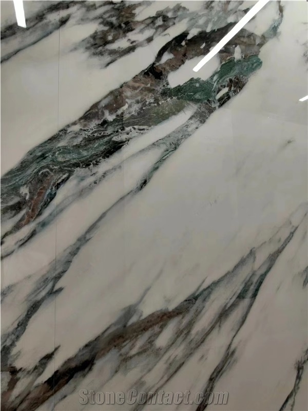 White Marble Vein Sintered Stone Floor Big Slab Tile