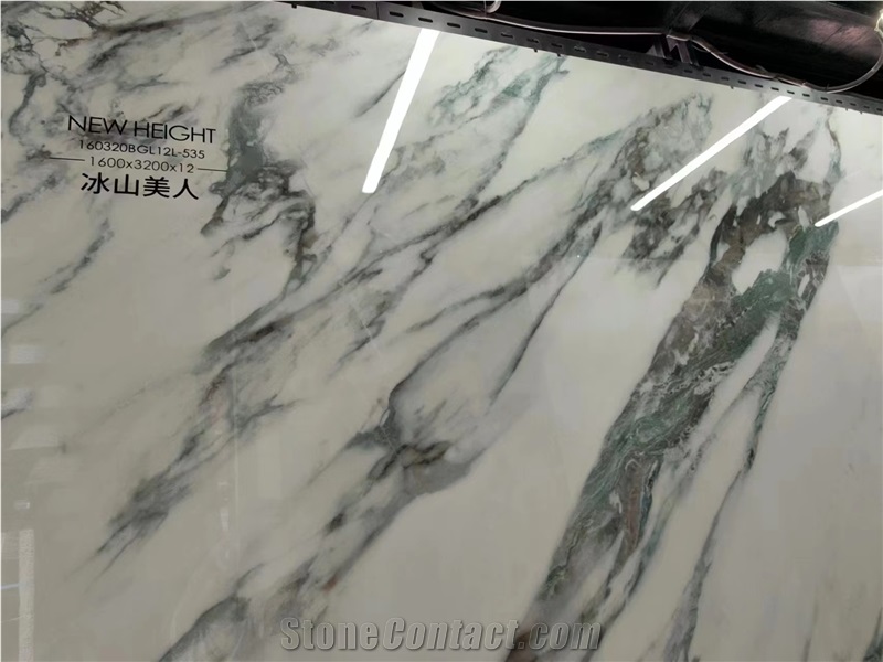 White Marble Vein Sintered Stone Floor Big Slab Tile