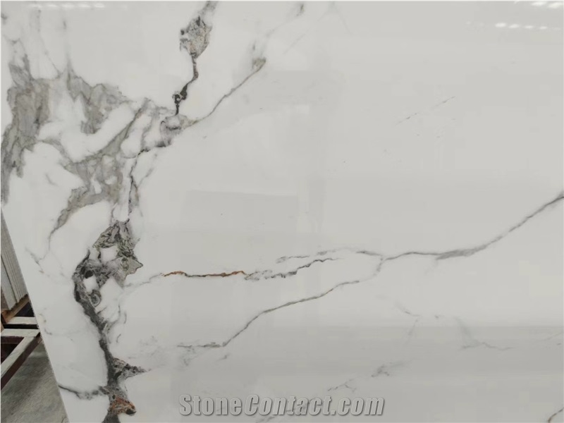 White Marble Vein Sintered Stone Slabs Wall Floor Tile Use