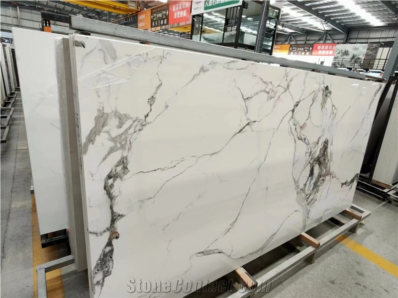 White Marble Vein Sintered Stone Slabs Wall Floor Tile Use