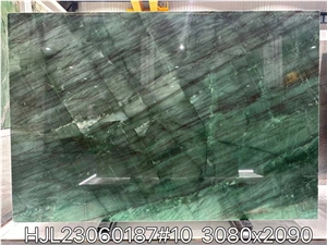 Botanic Green Quartzite Aqua Bordeaux Bookmatched Slab