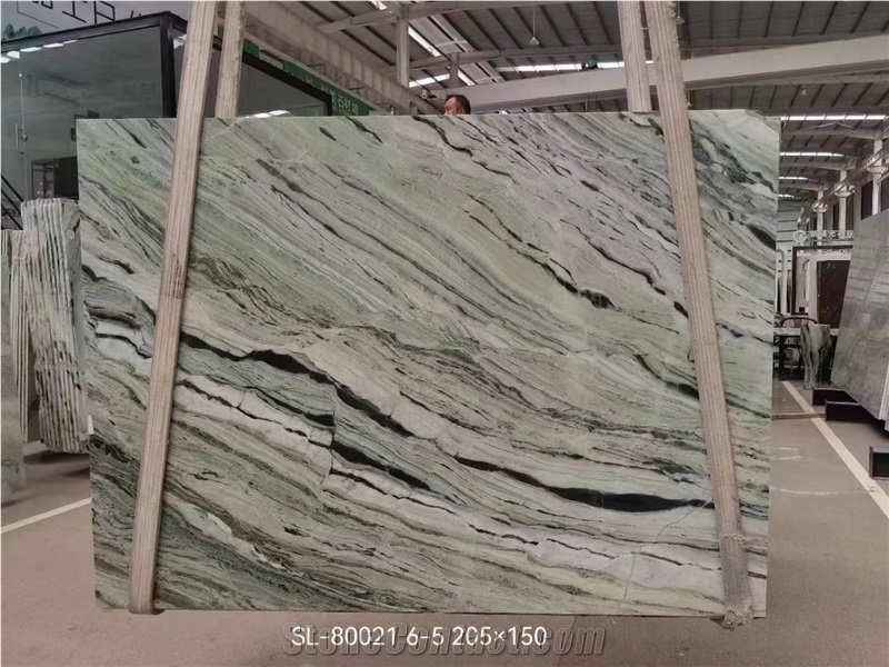 China Shangri La Jade Marble Bookmatched Slab Home Wall Use